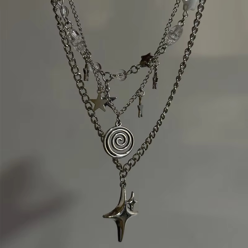 Layered Pendant Necklace Aesthetic - Colar com pingente de estrela em