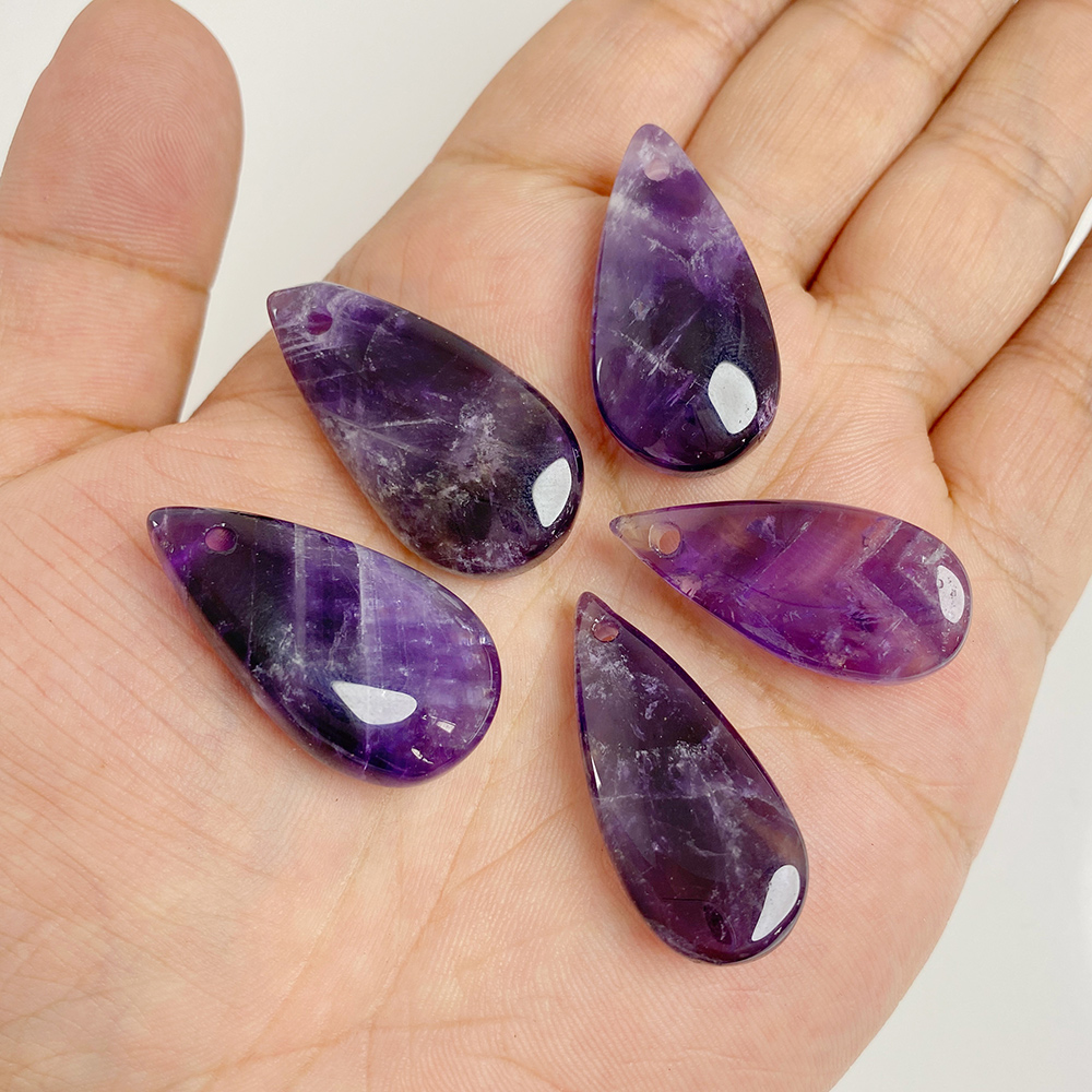 Crystal Pendant Necklace Natural Stone - Grande Forma Waterdrop Pedra Pingente, Ametistas