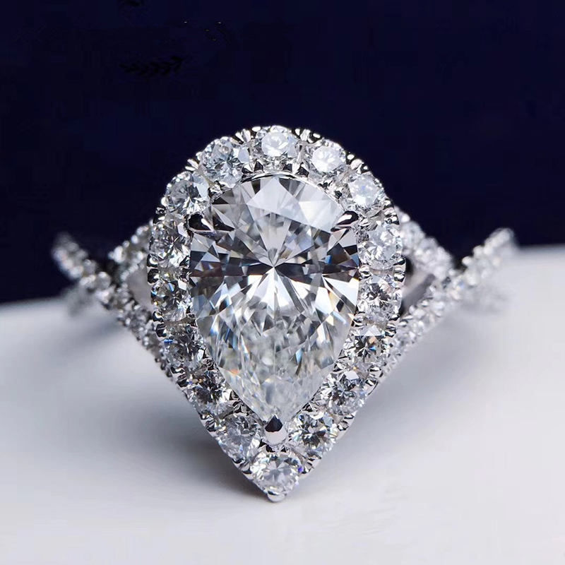 Moissanite Engagement Ring 1 Carat - Personalizado sólido 14k ouro branco feminino