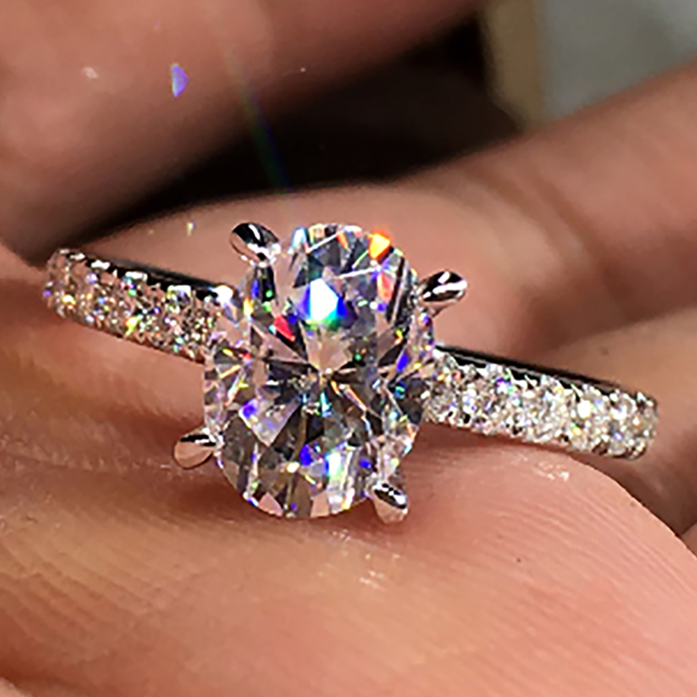 Moissanite Engagement Ring 1 Carat - Anel de Noivado e Aniversário Feminino