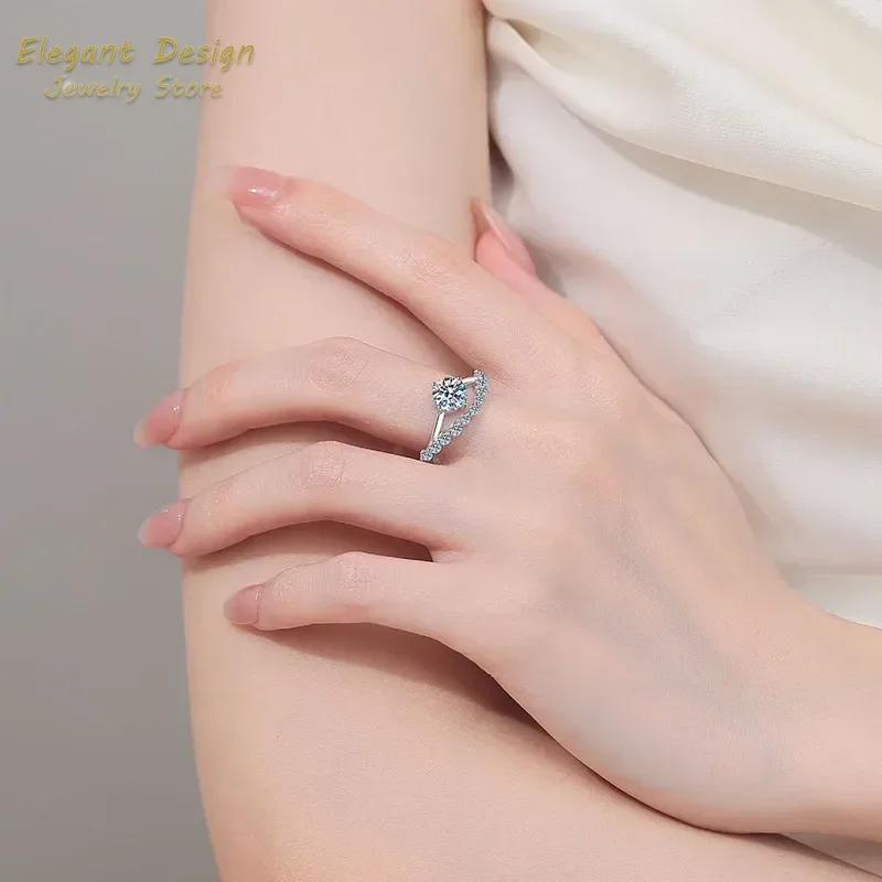 Moissanite Engagement Ring 1 Carat - Aliança de casamento Crown of Love,