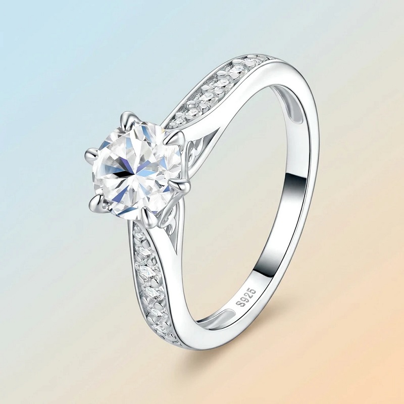 Moissanite Engagement Ring 1 Carat - Anel feminino de luxo Apaison D