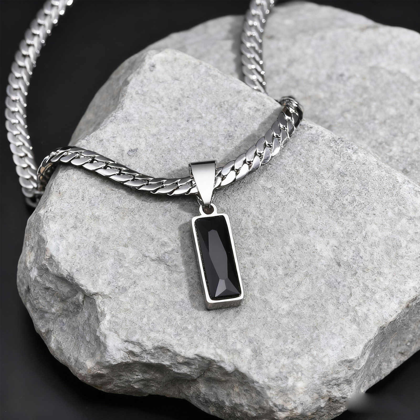 Cuban Link Chain 12Mm - Colares pendentes de pedra geométrica masculina