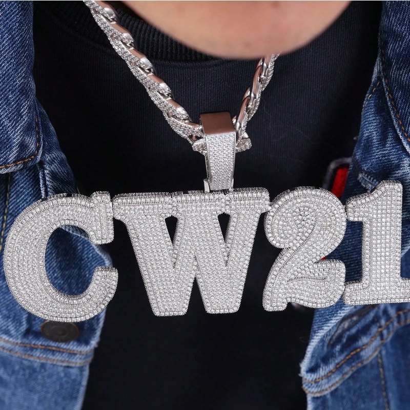 Cuban Link Chain 12Mm - Pingente personalizado com letras e números
