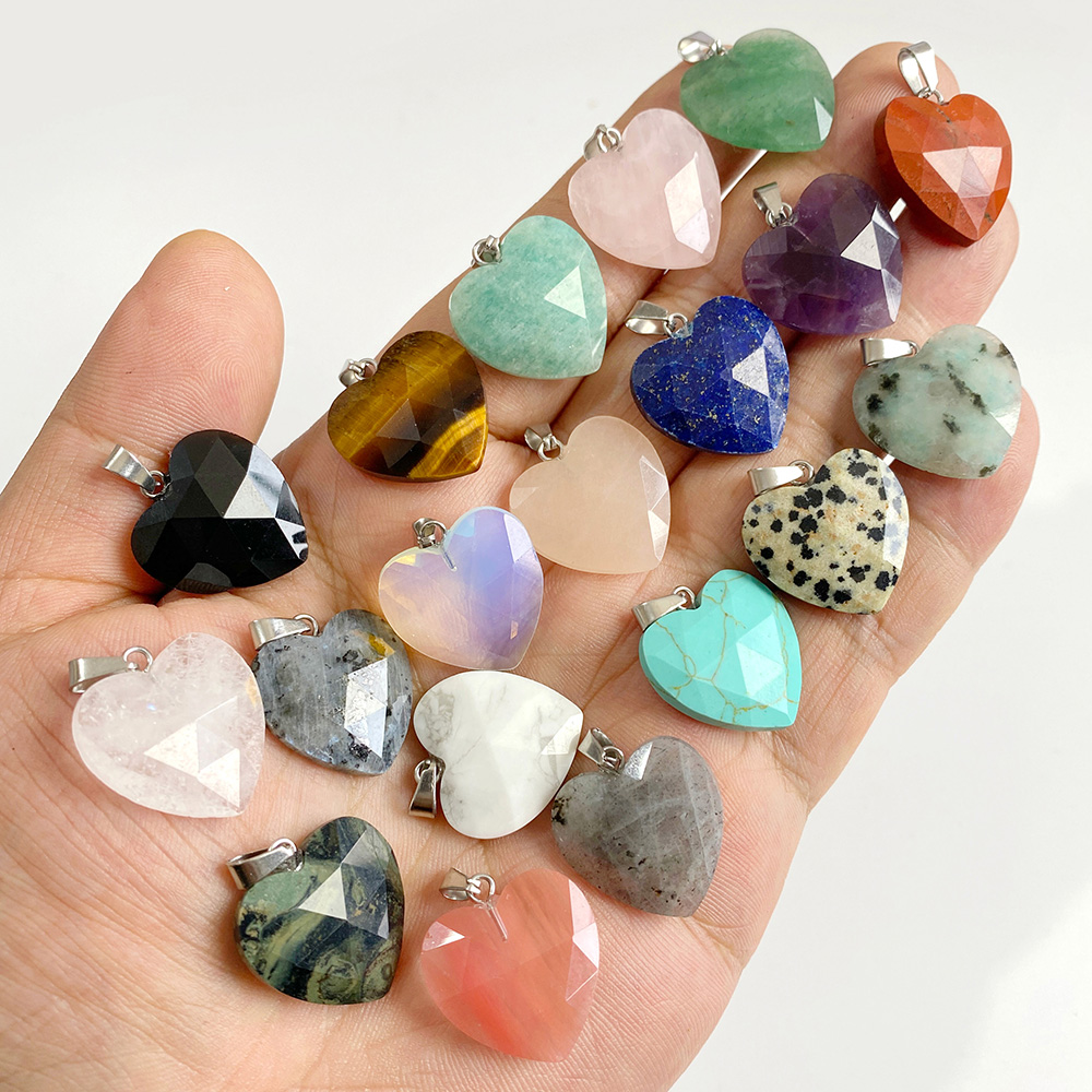 Pingente de Coração Facetado d - Crystal Pendant Necklace Natural Stone avaliação e preço