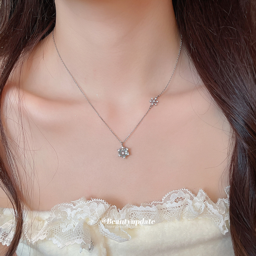 Colar com pingente de floco de - Layered Pendant Necklace Aesthetic avaliação e preço