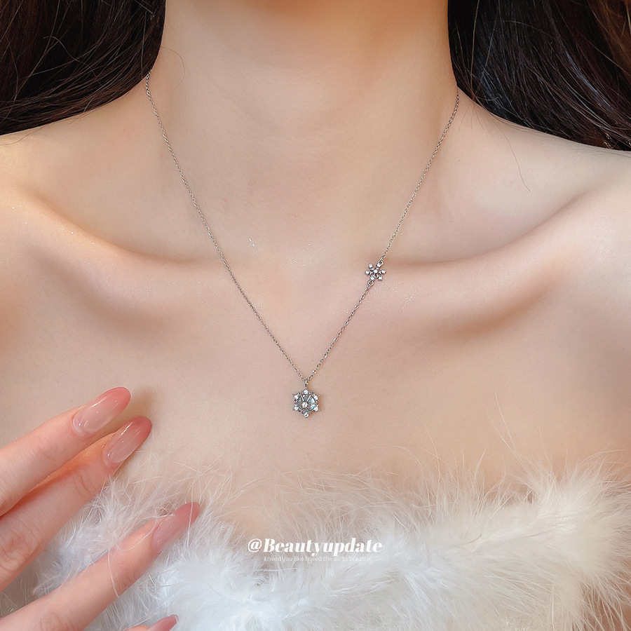 Colar com pingente de floco de - Layered Pendant Necklace Aesthetic avaliação e preço