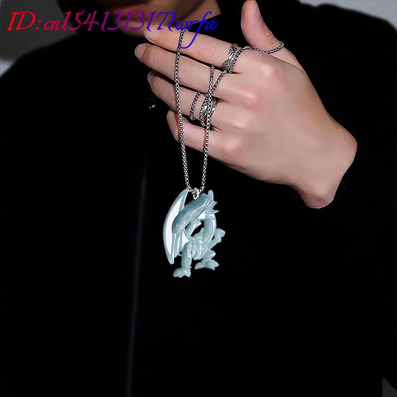 Azul myanmar jadeite dragão pi - Necklaces avaliação e preço