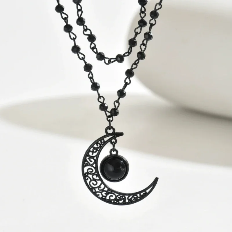 Colar com pingente de lua cres - Layered Pendant Necklace Aesthetic avaliação e preço