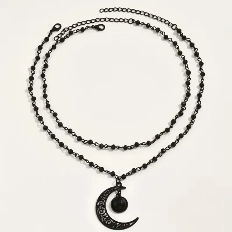 Colar com pingente de lua cres - Layered Pendant Necklace Aesthetic avaliação e preço