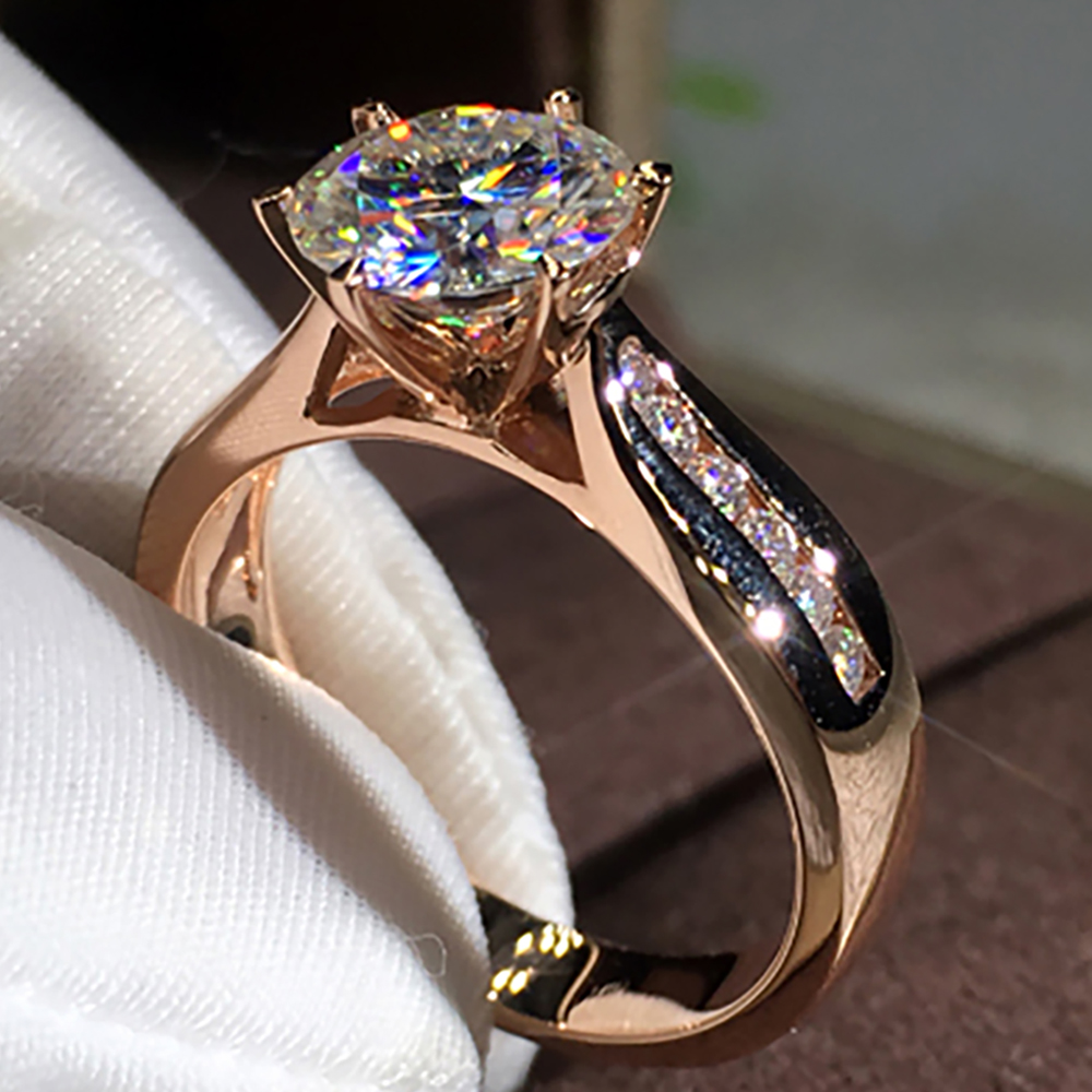 Personalizado sólido 14k au585 - Moissanite Engagement Ring 1 Carat avaliação e preço