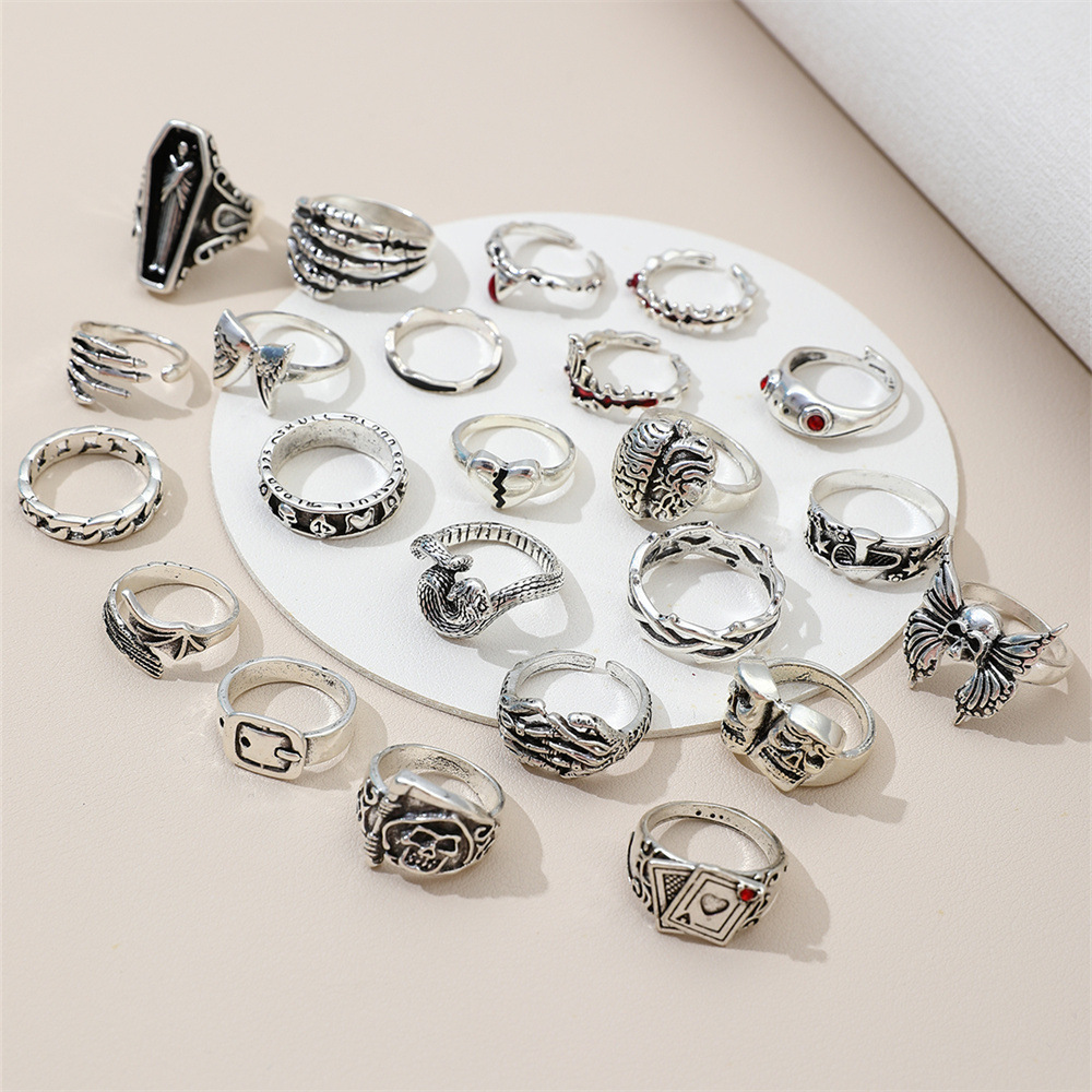 Conjunto de 23 anéis geométric - Vintage Punk Knuckle Rings Set avaliação e preço