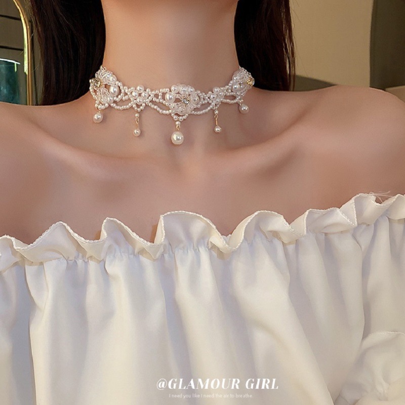Luxo vintage pérola gargantilh - Pearl Choker Necklace Vintage avaliação e preço