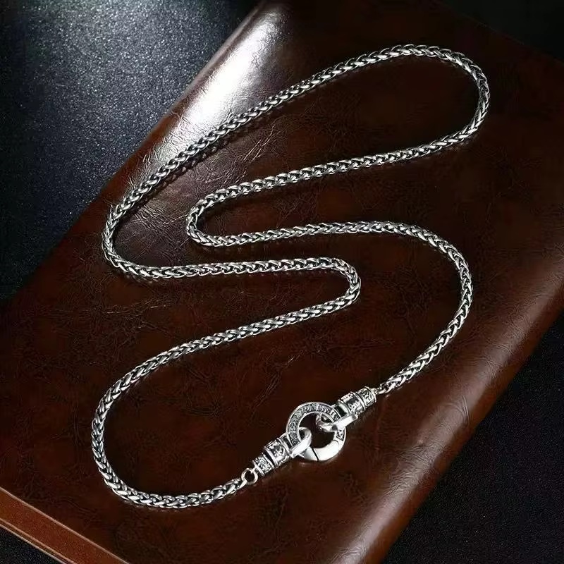 Novo colar de prata 925 com co - 925 Sterling Silver Chain Necklace Men avaliação e preço