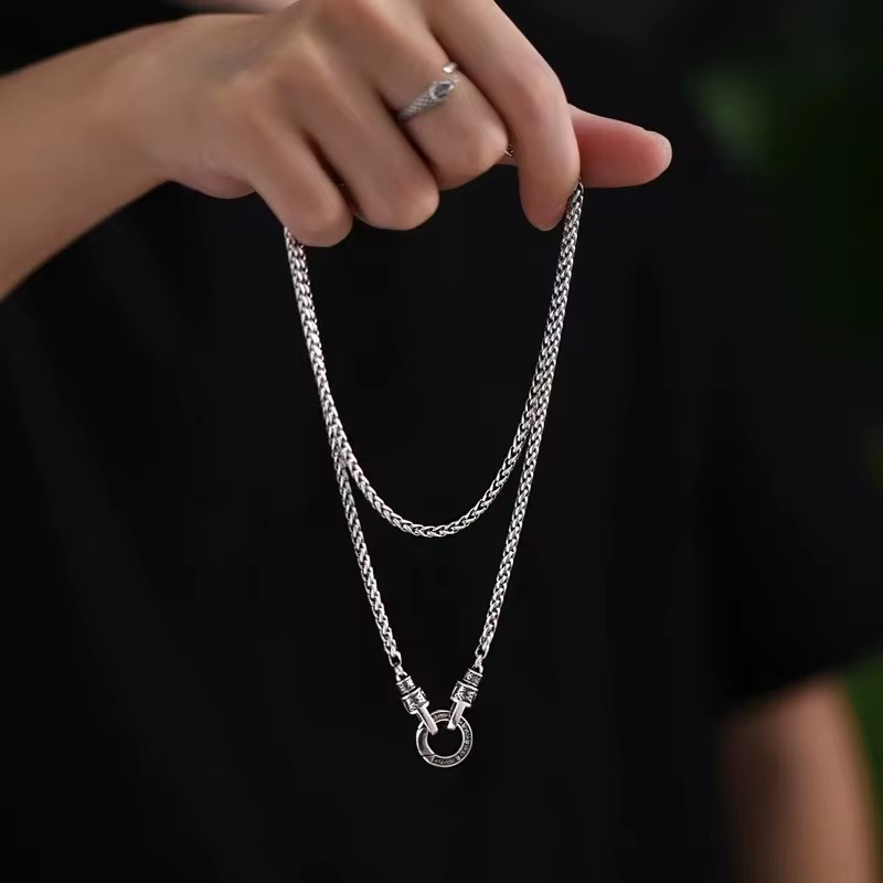 Novo colar de prata 925 com co - 925 Sterling Silver Chain Necklace Men avaliação e preço