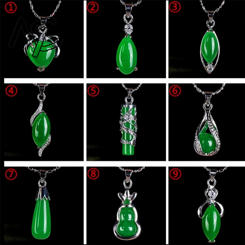 925 prata chinês verde jade go - Necklaces avaliação e preço