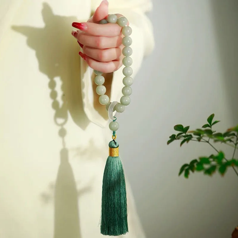 Green Jade Stone Beads Tassel  - Necklaces avaliação e preço