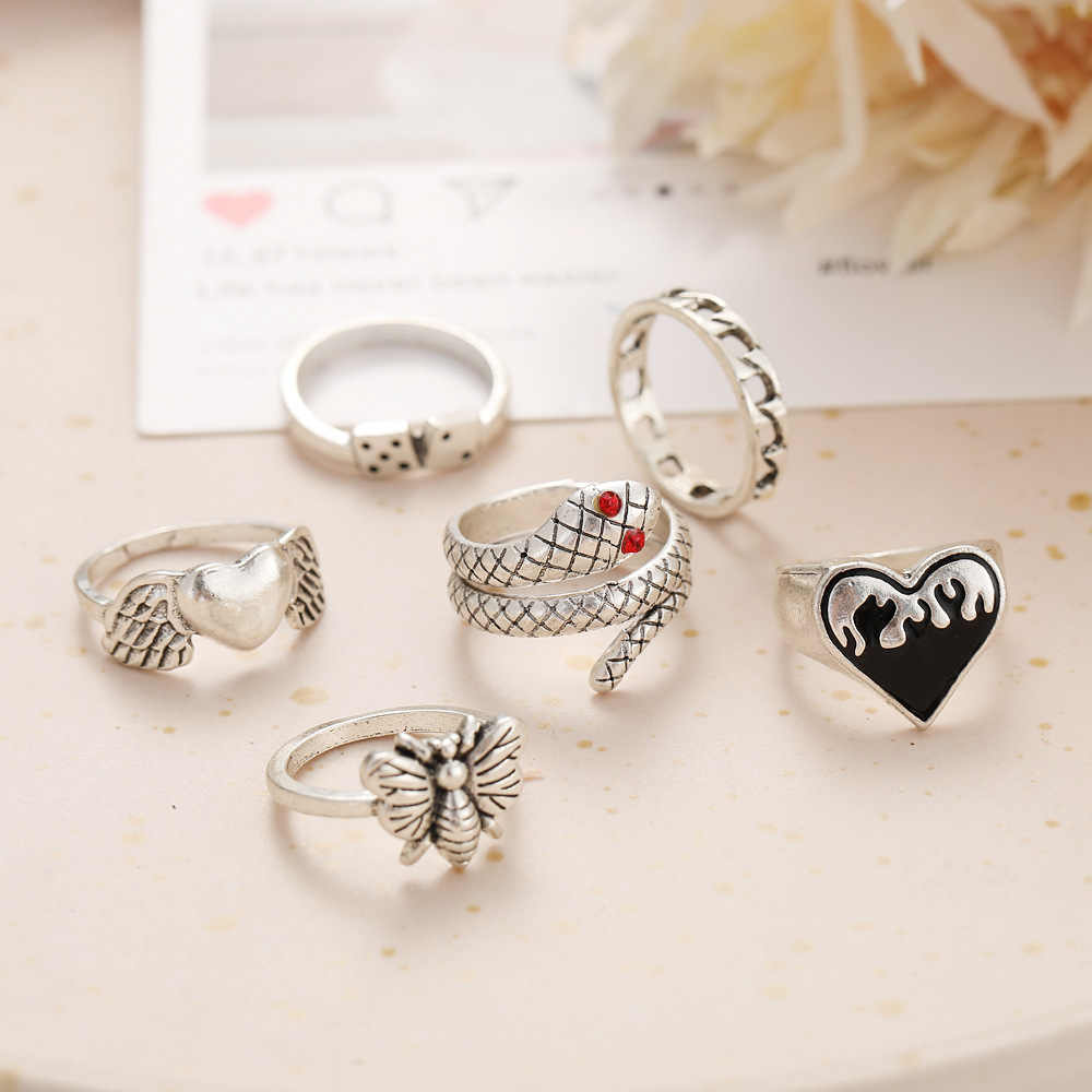 Conjunto de 6 anéis de dedo co - Vintage Punk Knuckle Rings Set avaliação e preço